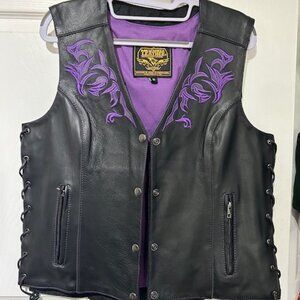 NWT Milwaukee Leather Women's Vest Motorcycle Riding w Conceal Carry Pockets